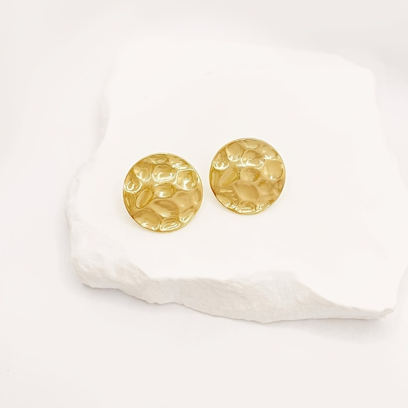 2pcs Set Irregular Pleated Geometric Round Women's Earrings